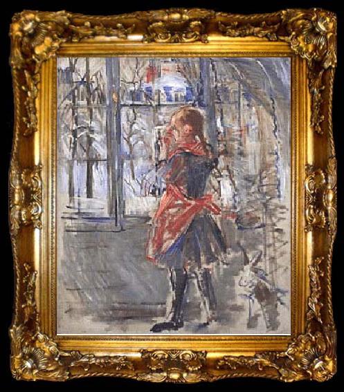 framed  Berthe Morisot L Enfant au Tablier Rouge, a sketch, ta009-2